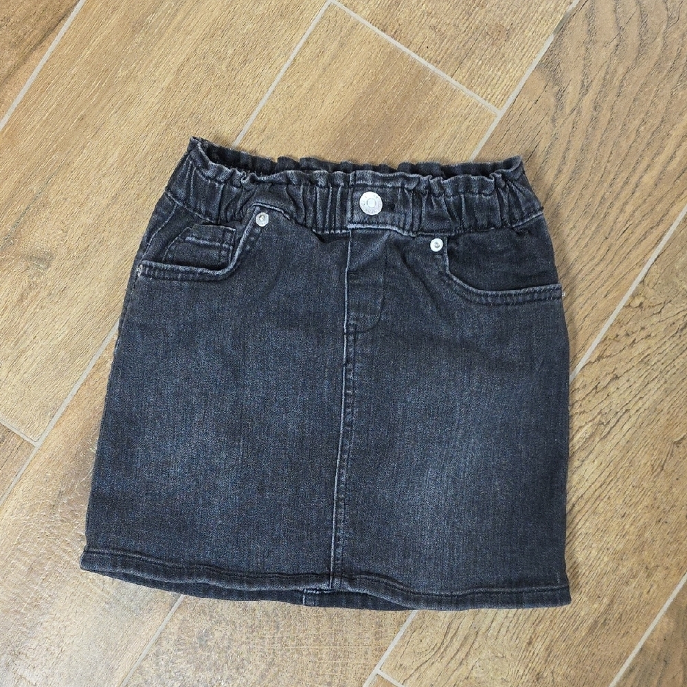 Kid's Black Denim Mini Skirt